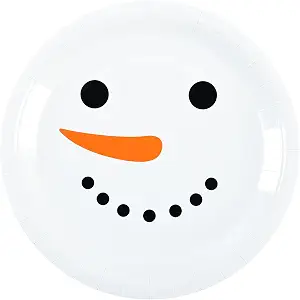 Aim Fun Christmas Party Plates Snowman Disposable Paper Plates Winter Holiday Dinner Desser Plates Xmas Cute Festive Dinnerware for Cookie Salad Appetizer Table Decor Party Supplies (24, 7 Inch)