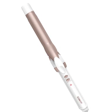 Conair Double Ceramic 1-Inch Curling Iron, Classic Curls for All Hair Types, 30 Heat Settings up to 400°F, Dual Voltage, Auto-Off, White/Rose Gold, CD701GNR White/Rose Gold 1 inch