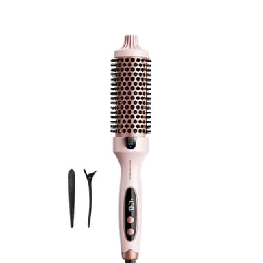 Wavytalk Thermal Brush, Blowout Boost 1.5 inch Heated Round Brush for Blowout Look, Dual Voltage, Pink, Sakura, Tourmaline Ceramic, Negative Ion Technology, 5 Temperature Settings, Less Damage Sakura Pink