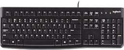 Logitech K120 Wired Keyboard for Windows, USB Plug-and-Play, Full-Size, Spill-Resistant, Curved Space Bar, Compatible with PC, Laptop - Black