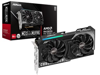 ASRock Radeon RX 9060 XT Challenger 16GB OC Graphics Card, AMD RDNA 4 Architecture, 16GB GDDR6, PCIe 5.0, Dual Fans, 0dB Silent Cooling, LED Indicator, DisplayPort 2.1a, HDMI 2.1b RX 9060 XT 16G Challenger