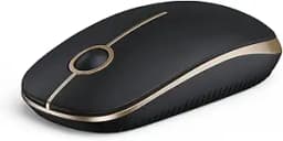 Vsso Plor Wireless Mouse, 2.4G Slim Portable Computer Laptop Mouse with Nano Receiver Quiet Silent Optical Mice for Notebook, PC, Laptop, Computer-Black and Gold