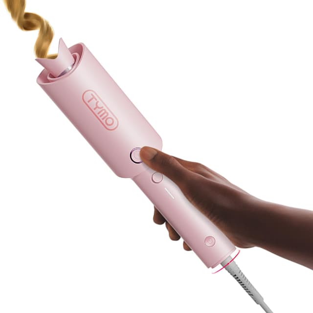 TYMO Automatic Rotating Curling Iron - TYMO CURLPRO Beach Waves Curling Wand, Portable Hair Curler, 500 Million Ionic, Dual Voltage & Lightweight for Travel, Ceramic Coating, 1 Inch, Pink 1 inch Pink