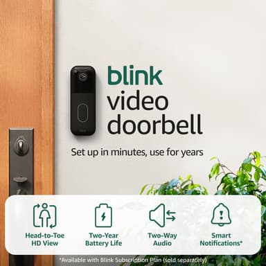Blink Video Doorbell – Head-to-toe HD view, two-year battery life, and simple setup. Required Sync Module not included – Add-On (Black) Black Add-On (Doorbell Only) Doorbell