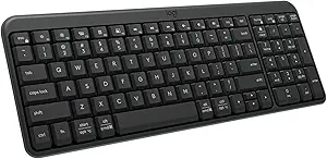 Logitech K250 Bluetooth Keyboard with Numpad, Easy Connectivity, Compact Wireless Keyboard Made with Recycled Plastic, Spill-Resistant, Comfortable Keys - Windows/Mac OS - Graphite