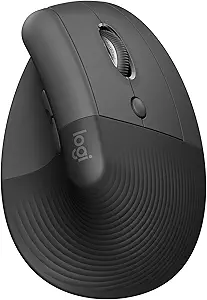 Logitech Lift Vertical Ergonomic Mouse, Wireless, Bluetooth or Logi Bolt USB Receiver, Quiet clicks, 6 Buttons, Compatible with Windows/mac OS/i Pad OS, Laptop, PC - Graphite