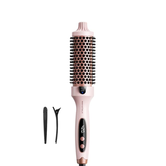 Wavytalk Thermal Brush, Blowout Boost 1.5 inch Heated Round Brush for Blowout Look, Dual Voltage, Pink, Sakura, Tourmaline Ceramic, Negative Ion Technology, 5 Temperature Settings, Less Damage Sakura Pink