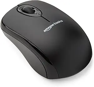 Amazon Basics 2.4 GHz Wireless Optical Computer Mouse with USB Nano Receiver, Portable, No Wires, Smooth Tracking, Multi-Device Compatibility, Black