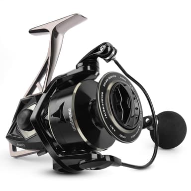 KastKing Megatron Spinning Reel, Freshwater and Saltwater Spinning Fishing Reel, Rigid Aluminum Frame 7+1 Double-Shielded Stainless-Steel BB, Over 30 lbs. Carbon Drag, CNC Aluminum Spool & Handle 6000