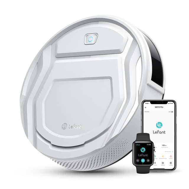 Lefant M210 Pro Robot Vacuum with 2200 Pa Powerful Suction, 6 Cleaning Modes, 120 Mins Runtime, Quiet, Self-Charging, Voice Control, Ideal for Pet Hair and Hard Floor, White M210P