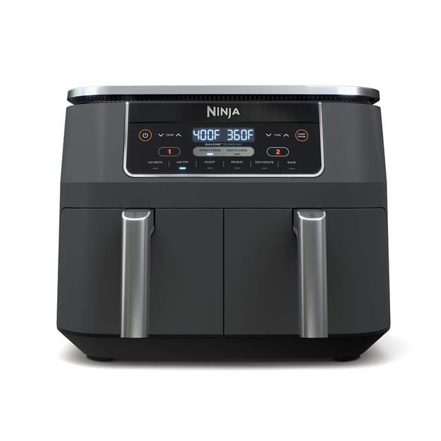Ninja DZ201 Foodi 8 Quart 6-in-1 DualZone 2-Basket Air Fryer with 2 Independent Frying Baskets, Match Cook & Smart Finish to Roast, Broil, Dehydrate & More for Quick, Easy Meals, Grey 8QT GREY