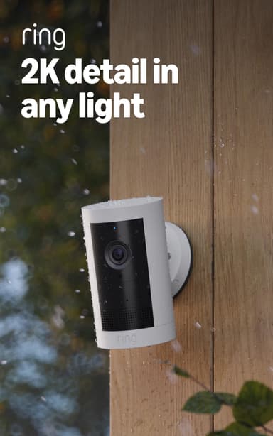 Ring Outdoor Cam Plus, Battery (newest model), Home or business security, Wide-Angle 2K Video with Ring Vision, Low-Light Sight for full-color night vision, Mount-Anywhere Versatility, White White 1 Camera Battery