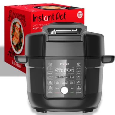 Instant Pot Duo Crisp Ultimate Lid,13-in-1 Air Fryer&Pressure Cooker Combo, Sauté, Slow Cook, Bake, Steam, Warm, Roast, Dehydrate, Sous Vide&Proof, App With Over 800 Recipes,1500 watts,6.5 Quart,Black Non-Wi-fi