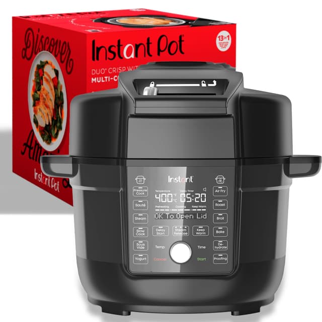 Instant Pot Duo Crisp Ultimate Lid,13-in-1 Air Fryer&Pressure Cooker Combo, Sauté, Slow Cook, Bake, Steam, Warm, Roast, Dehydrate, Sous Vide&Proof, App With Over 800 Recipes,1500 watts,6.5 Quart,Black Non-Wi-fi