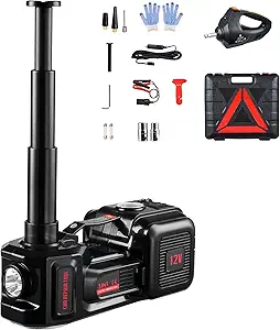 VEVOR Electric Car Jack, 5 Tons /11000 lbs, Scissor Jack with Built-in Inflator, 12V Tire Change Replacement with Impact Wrench & LED Light, Portable Jack kit for Sedan, SUV, Truck