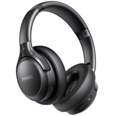 BERIBES Bluetooth Headphones Over Ear, 65H Playtime and 6 EQ Music Modes Wireless Headphones with Microphone, HiFi Stereo Foldable Lightweight Headset, Deep Bass for Home Office Cellphone PC Ect. Black