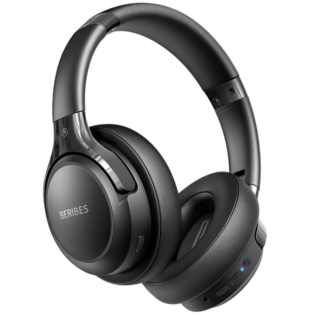 BERIBES Bluetooth Headphones Over Ear, 65H Playtime and 6 EQ Music Modes Wireless Headphones with Microphone, HiFi Stereo Foldable Lightweight Headset, Deep Bass for Home Office Cellphone PC Ect. Black