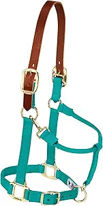 Weaver Equine Breakaway Horse Halter, Supple Leather Crown, Adjustable Brass Throat Snap Halters for Horses, Equine Tack