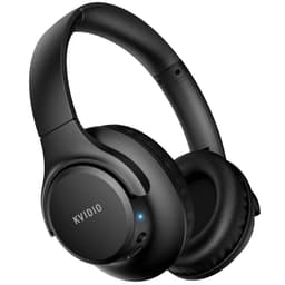 KVIDIO Bluetooth Headphones Over Ear, 65 Hours Playtime Wireless Headphones with Microphone, Foldable Lightweight Headset with Deep Bass, HiFi Stereo Sound Low Latency for Travel Work Cellphone Black