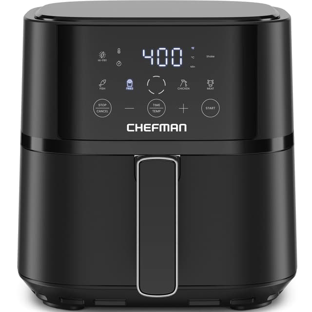 Chefman Air Fryer – 4 QT Compact Airfryer for Quick & Easy Meals in Minutes, Features Hi-Fry Technology for Extra Crisp, Touchscreen Controls with 4 Presets, Nonstick & Dishwasher Safe Basket - Black 13.82" x 10" x 10.2"