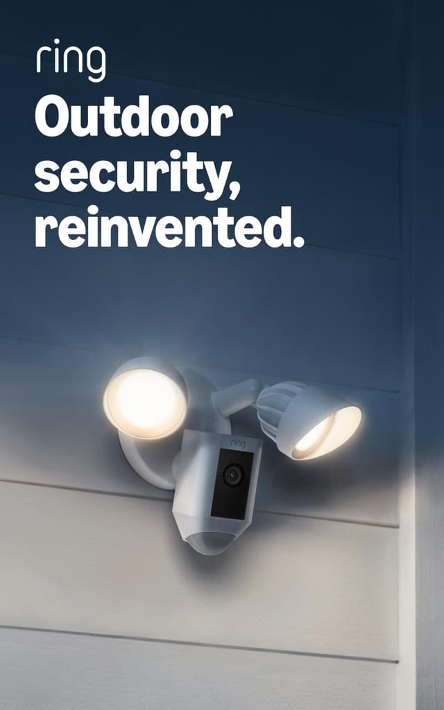 Ring Floodlight Cam Wired Plus (newest model), Outdoor home or business security with motion-activated 1080p HD video and floodlights, White White 1 Camera Floodlight Cam Wired Plus Only