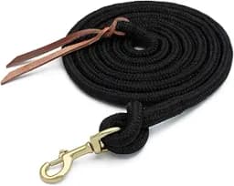 Weaver Equine Performance Lead Rope, Black, 10' Horse Cowboy Rope with Brass Plated Snap, Soft Comfort Grip, Barn Horse Tack for Daily Use
