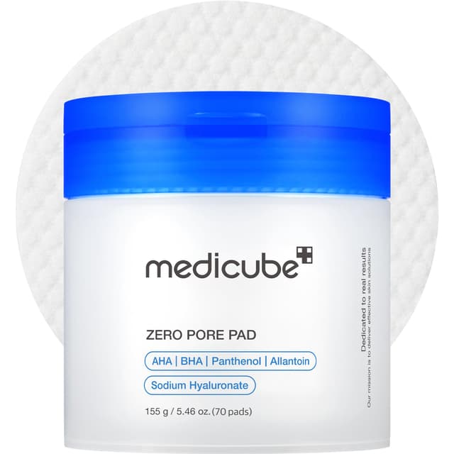medicube Toner Pads Zero Pore Pad 2.0 | Dual-Textured Facial Pad for Exfoliation and Pore Care with 4.5% AHA Lactic Acid, 0.45% BHA Salicylic Acid | Ideal for All, Korean Skin Care, 70 Pads (1 Pack) Zero Pore Pads 70 Count (Pack of 1)