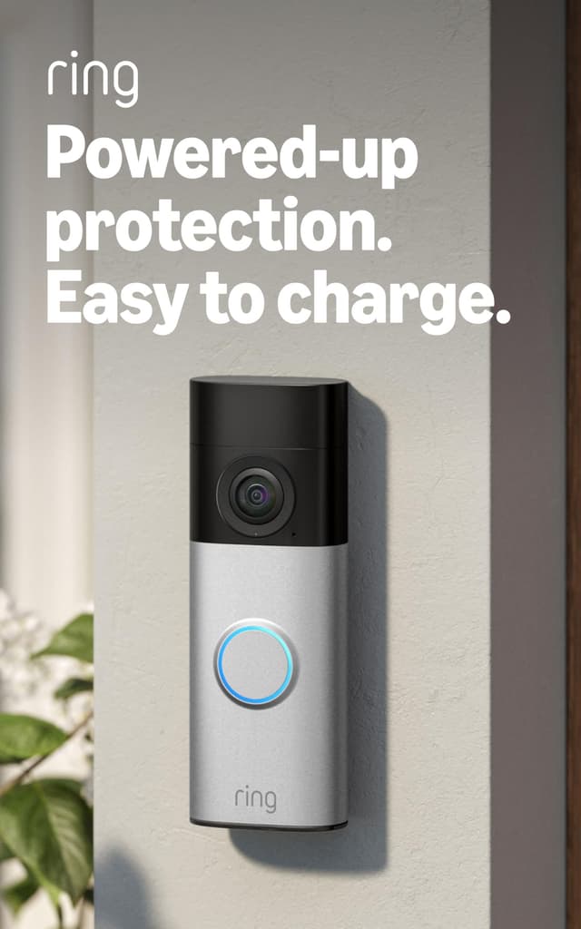 Ring Battery Doorbell Plus (newest model), Retinal 2K with wide-angle video, up to 6x Enhanced Zoom, Night Vision, and Quick Release Battery Pack, Nickel Silver Nickel Silver 1 doorbell Battery