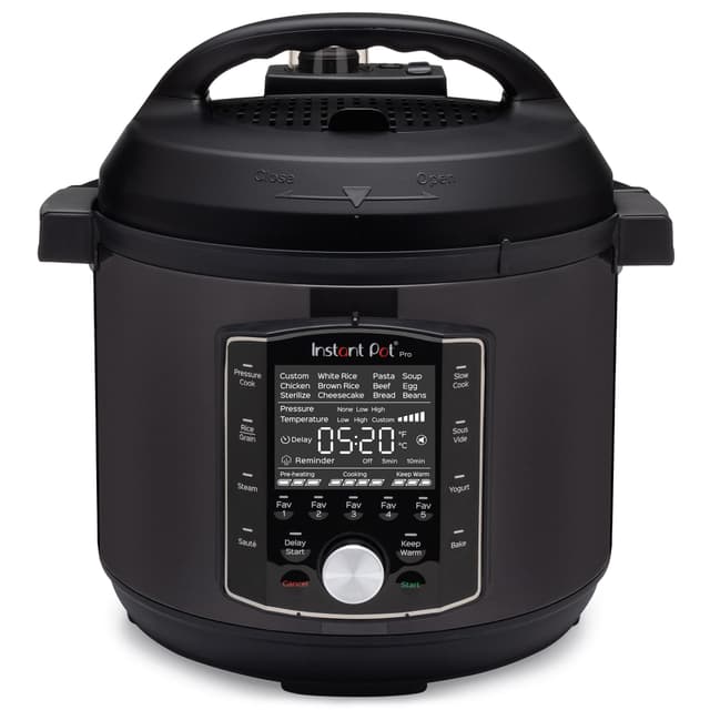 Instant Pot Pro (8 QT) 10-in-1 Pressure Cooker, Slow Cooker, Rice/Grain Cooker, Steamer, Sauté, Sous Vide, Yogurt Maker, Sterilizer, and Warmer, Includes App with Over 800 Recipes, Black 8 Quarts
