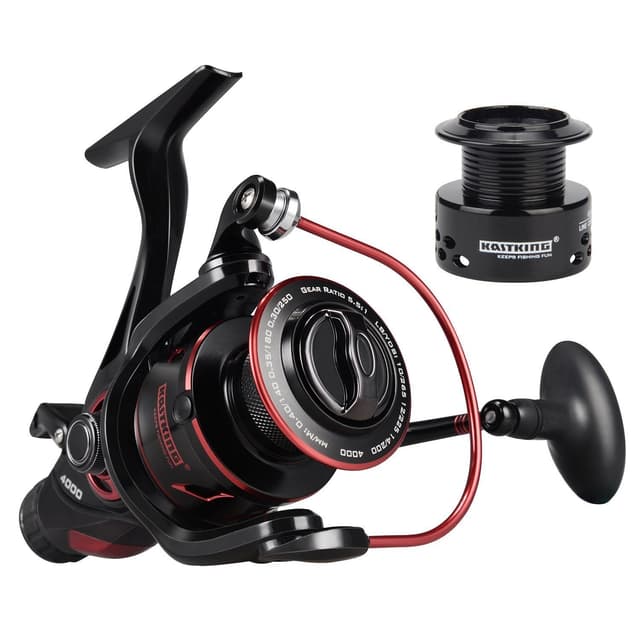 KastKing Sharky Baitfeeder III Spinning Reel 10+1 Shielded Stainless Steel BB - Carbon Fiber Drag for Live Liner Bait Fishing Action 6000