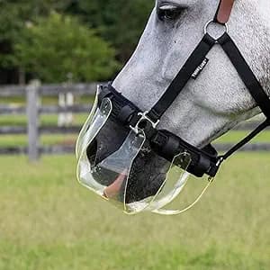 Thin Line Flexible Filly Grazing Muzzle | Lightweight Safe Comfortable Ventilated Equine Slow Feed Halter Mounting Clear Horse Mask, Cob/Horse, 2.5+ cm Hole