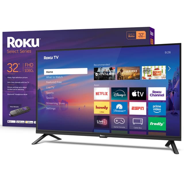 Roku Smart TV 2026 – 32-Inch Select Series, 1080p Full HD TV – Roku TV with Voice Remote – Flat Screen LED Television with Wi-Fi for Streaming Live Local News Sports & Movies, Bluetooth Headphone Mode 32" 1080p
