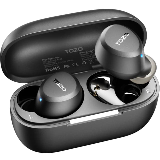 TOZO A1 Wireless Earbuds Bluetooth 5.3 Light Weight in Ear IPX5 Waterproof Headphones 2 Mic for AI Calls, Immersive Premium Sound Bass Headset with Charging Case, 32 Presets EQ Customization via App Black