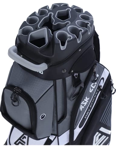 ASK ECHO T-Lock Golf Cart Bag with 14 Way Organizer Divider Top, Premium Cart Bag with Handles and Rain Cover for Men Grey