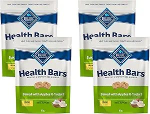 Blue Buffalo Health Bars Mini Crunchy Dog Biscuits, Oven-Baked with Natural Ingredients, Apples & Yogurt, 16-oz Bag (Pack of 4)