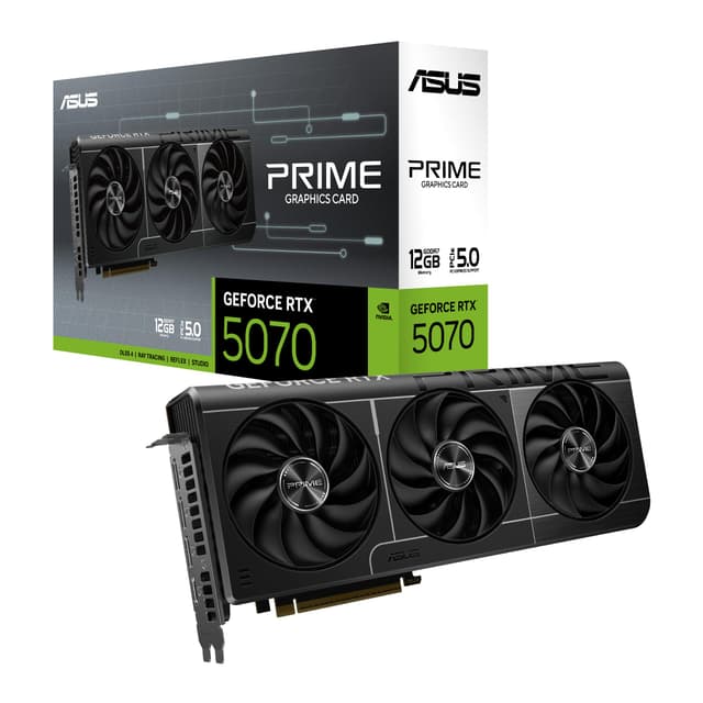 ASUS SFF-Ready Prime NVIDIA GeForce RTX 5070 Graphics Card (PCIe 5.0, 12GB GDDR7, HDMI/DP 2.1, 2.5-Slot, Axial-tech Fans, Dual BIOS), 3 Year Warranty Prime (Black) RTX5070