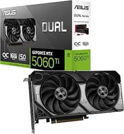 ASUS Dual Ge Force RTX™ 5060 Ti 16GB GDDR7 OC Edition Graphics Card, NVIDIA, Desktop (PCIe 5.0, DLSS 4, HDMI 2.1b, Display Port 2.1b, 2.5-Slot, Axial-tech Fan, 0d B Technology)