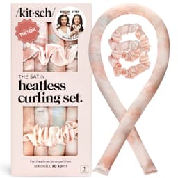 Kitsch Satin Heatless Curlers Set – Heatless Curls Overnight w/ 34" Hair Waver & 2 Satin Hair Scrunchies, Comfortable Hair Curlers to Sleep In for Frizz-Free, No Heat Damage Styling - Sunset Tie Dye 01 Sunset Tie Dye