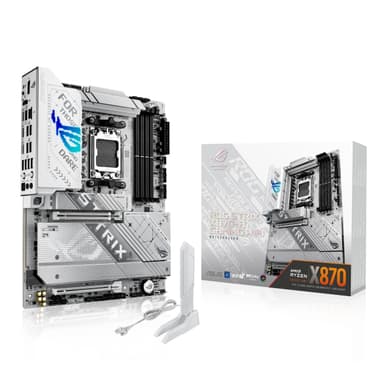 ASUS ROG Strix X870-A Gaming WiFi AMD AM5 X870 ATX Motherboard 16+2+2 Power Stages, Dynamic OC Switcher, Core Flex, DDR5 AEMP, WiFi 7, 4X M.2, PCIe® 5.0, Q-Release Slim, USB4®, AI OCing & Networking ROG Strix X870-A|ATX|White|M.2x4|WiFi7