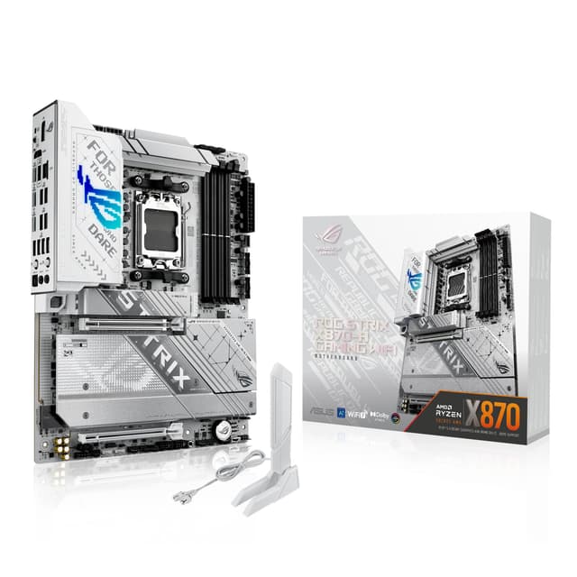 ASUS ROG Strix X870-A Gaming WiFi AMD AM5 X870 ATX Motherboard 16+2+2 Power Stages, Dynamic OC Switcher, Core Flex, DDR5 AEMP, WiFi 7, 4X M.2, PCIe® 5.0, Q-Release Slim, USB4®, AI OCing & Networking ROG Strix X870-A|ATX|White|M.2x4|WiFi7
